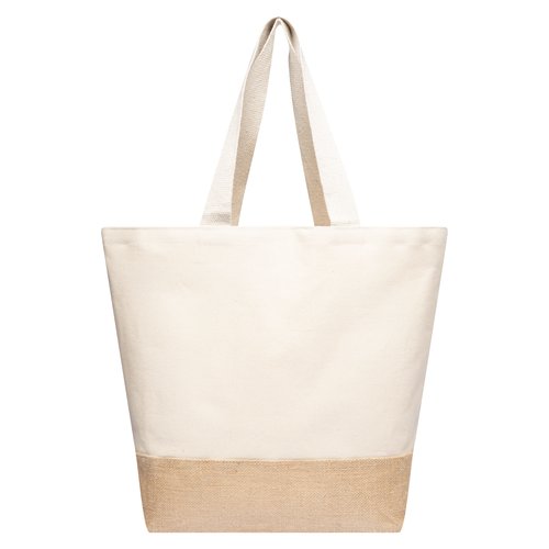 Grosse Baumwoll Shopper mit Jute Boden