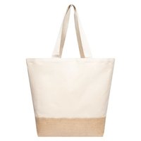 Grosse Baumwoll Shopper mit Jute Boden
