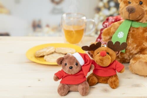 Julnalle Plüsch-Weihnachts-Teddybär-Schlüsselanhänger