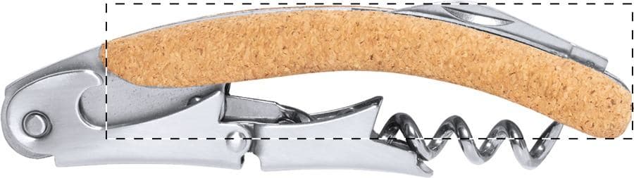 Maderia Flaschenöffner – Druckbeispiel Gravur, Vollfarbig, max. 25 x 8 mm - Flaschenöffner - vorne