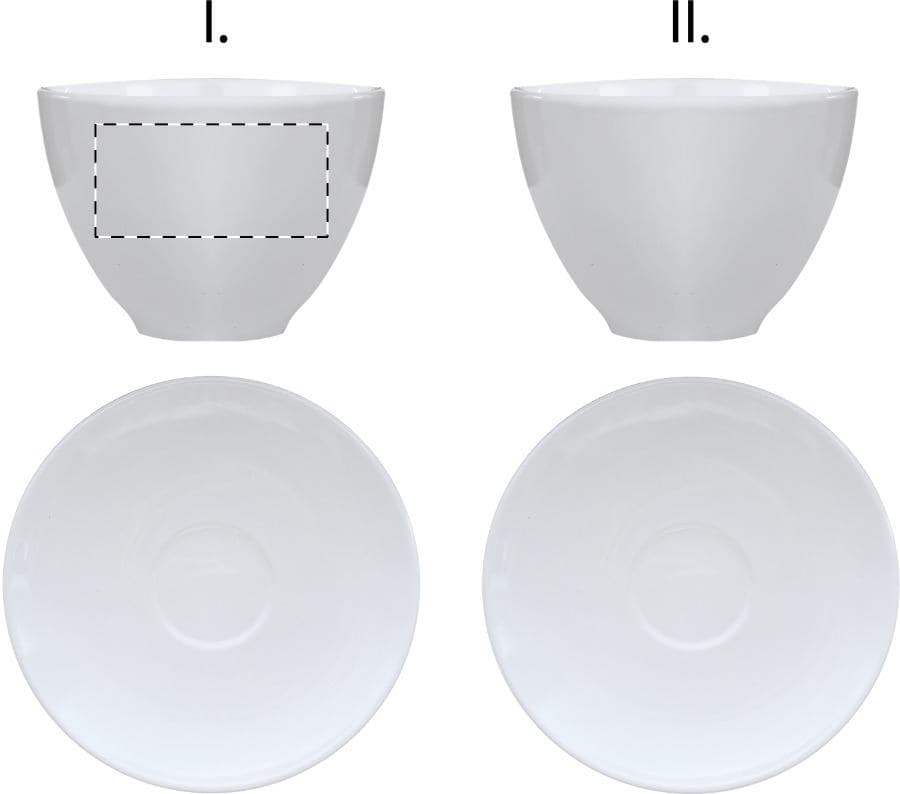 Mocca Espresso-Set – Druckbeispiel Keramikdruck, 1-farbig, max. 30 x 20 mm - Tasse 1 - gegenüber vom Henkel