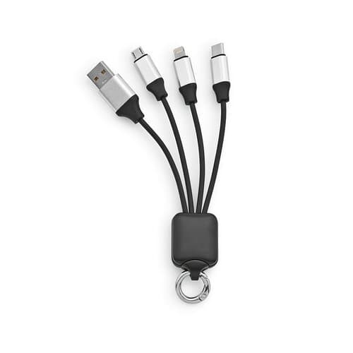 Sagan 4-in-1 Kabel aus rTPR. Mit hinterleuchtetem Logo und Aufhängeöse