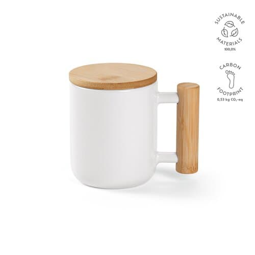 Douro Keramik Tasse mit Bambus, 380 ml. Für Sublimationsdruck geeignet