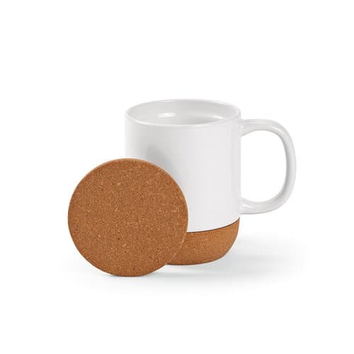 Ebro Keramik Tasse mit Kork,410 ml. Für Sublimationsdruck geeignet