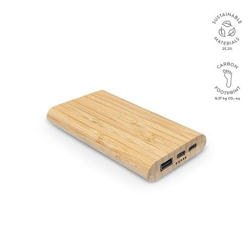 Pythagoras Powerbank aus Bambus mit 10000 mAh. 15 W