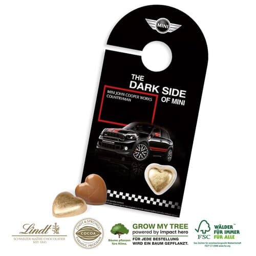 SCHOKOKARTE "Türanhänger" MIT LINDT HERZ