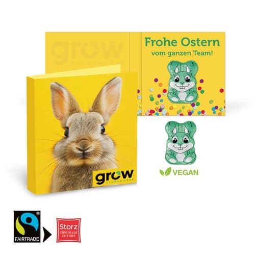 Werbe-Klappkarte Osterhase Vegan