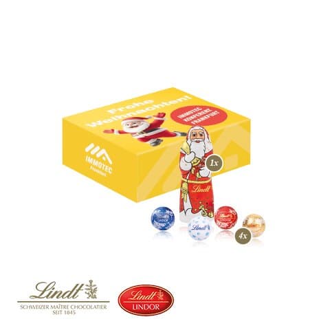 Santa Werbebox mit Lindt Minis und Nikolaus