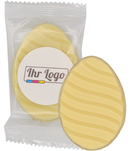 Schokoladen Osterei mit Aufkleber