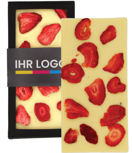 Schokoladentafel Weiß mit Erdbeeren
