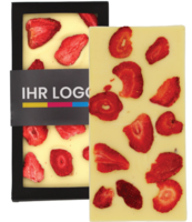 Schokoladentafel Weiß mit Erdbeeren