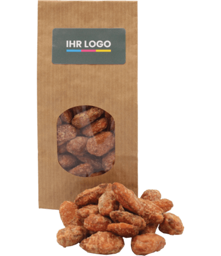 Gebrannte Mandeln mit bedruckten Aufkleber