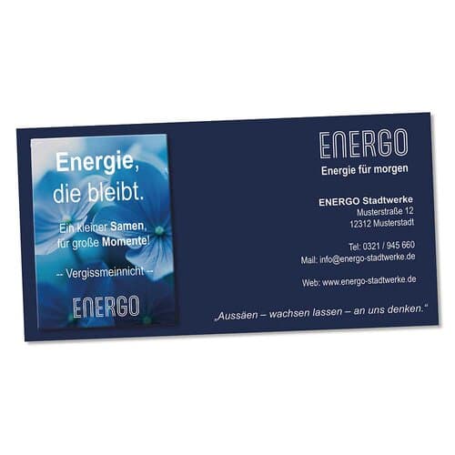 Samentütchen auf Werbekarte