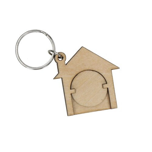 Holzchip-Schlüsselanhänger "House"