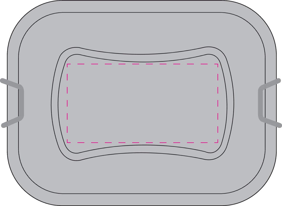 Vorratsdose "Apart" 17x13x6 cm – Druckbeispiel Lasergravur, 1-farbig, 49,00 x 94,00 mm - mittig auf Deckel