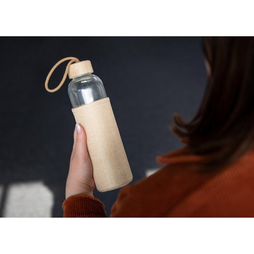 Glasflasche mit Hülle "Natural", 0,7l