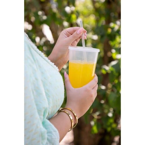 Trinkbecher "Vital", 500 ml mit Deckel und Strohhalm