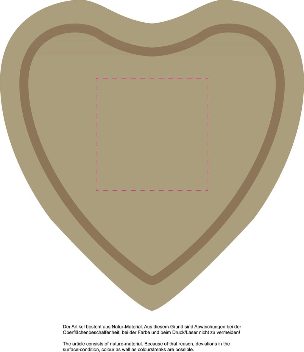 Schneidbrett "Woody" Herz – Druckbeispiel CO2 Laser, 1-farbig, 100,00 x 100,00 mm - Vorderseite