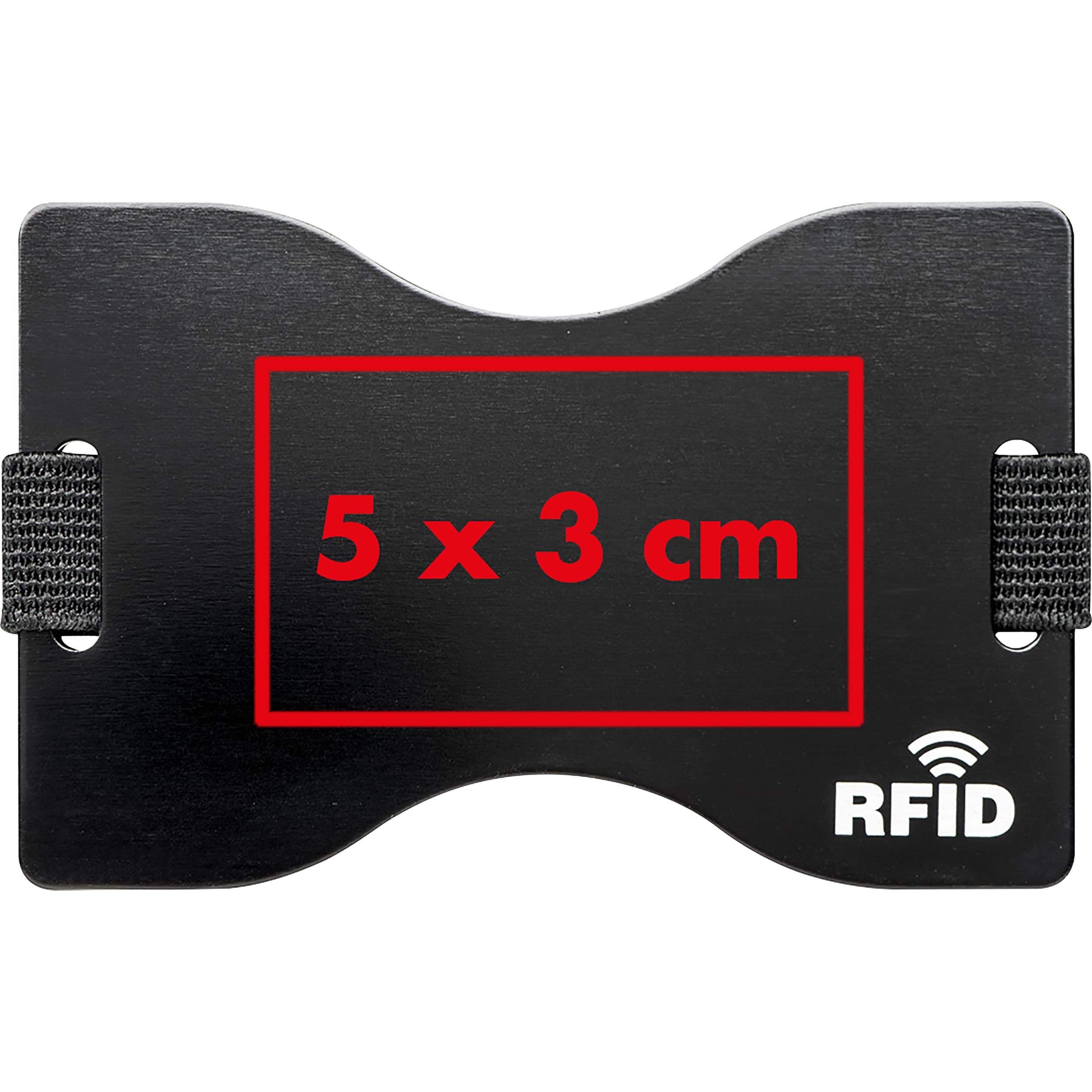 RFID Kartenhalter Gladstone – Druckbeispiel Lasergravur, 1-farbig, 5 x 3 cm - Auf einer Seite