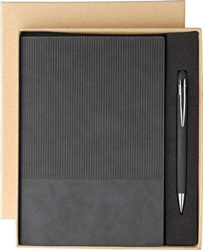 Recyceltes PU-Notizbuch (A5) und Kugelschreiber-Set Tarek