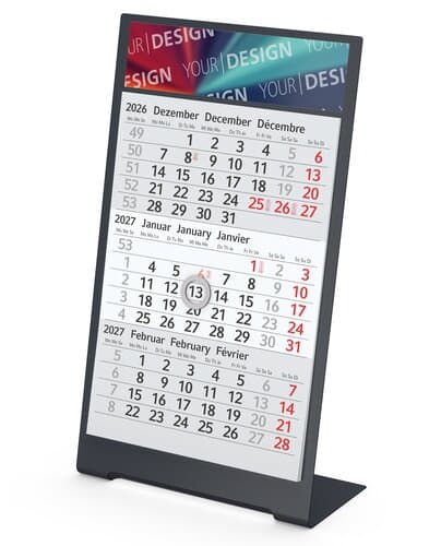 Tischkalender Desktop 3 Color Metallaufsteller farbbeschichtet