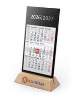 Tischkalender Desktop Wood 3 Holzaufsteller Karton-Rückwand schwarz
