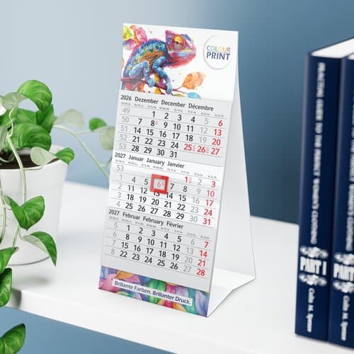 Tischkalender Mini 3 Karton-Dachaufsteller