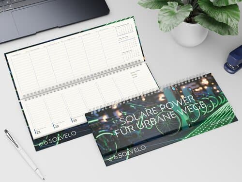 Tisch-Querkalender Compact RECYCLING 1 Woche = 2 Seiten 8–20 Uhr