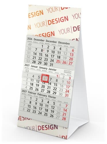 Tischkalender Mini 3 RECYCLING Karton-Dachaufsteller
