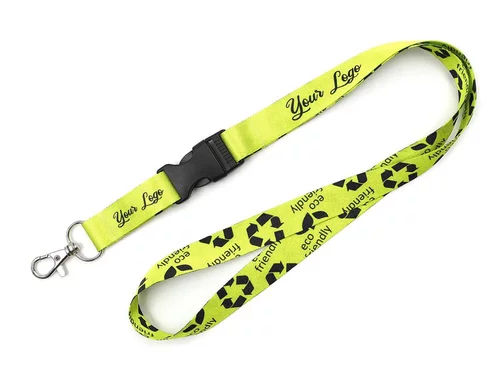 Nachhaltiges rPET Schlüsselband Lanyard mit Karabiner und Schnappverschluss