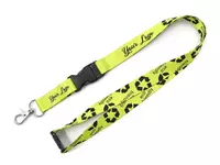 Nachhaltiges rPET Schlüsselband Lanyard mit Karabinerhaken Schnappverschluss und Sicherheitsclip
