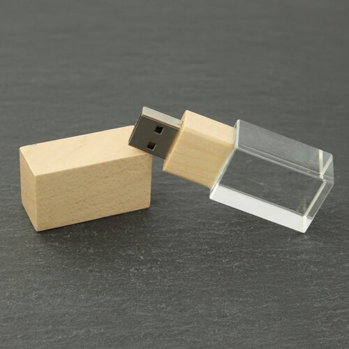 USB-Stick Crystal-Kappe Holz
