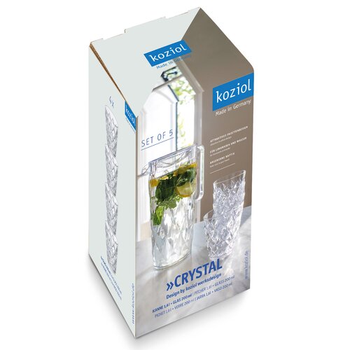 CRYSTAL Kanne 1,6l mit 4 Becher 250ml