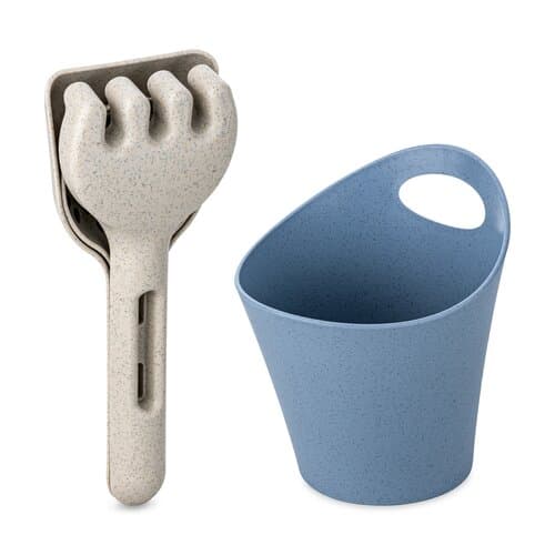 KOZIOL KLIKK SAND READY BEACH Sandwerkzeug Set 3-teilig+Utensilo 300ml - MADE IN GERMANY