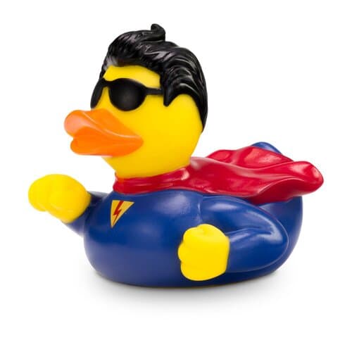 Werbeente Superduck mit Blitz