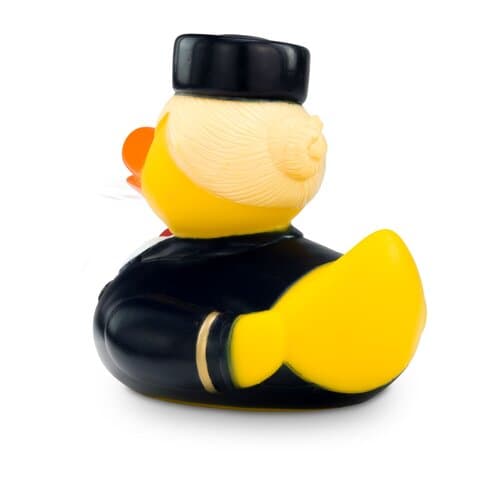 Werbeente Steffi Stewardess mit rotem Halstuch