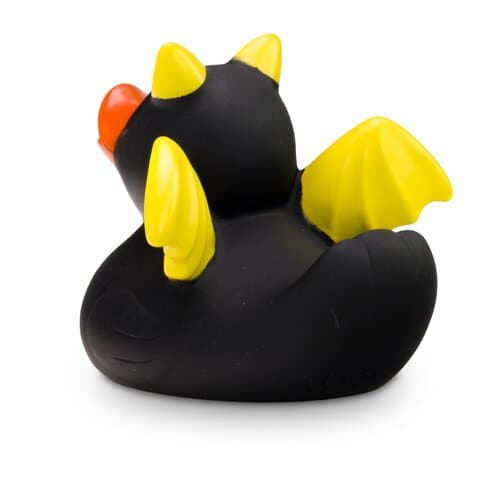 Werbeente Batduck Superheld schwarz-gelb
