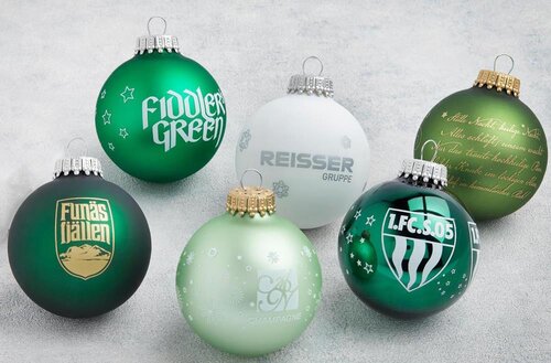 Weihnachtskugel 8 cm YOU in Pantonefarbe mit Werbedruck