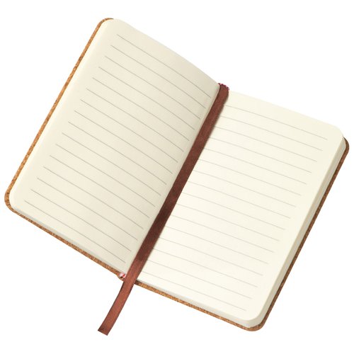 A6 Notizbuch mit Korkeinband und linierten Seiten