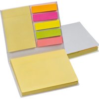 Haftmarker und Haftnotizzettel im weißen Hardcover