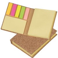 Haftmarker und Haftnotizbuch mit Korkumschlag