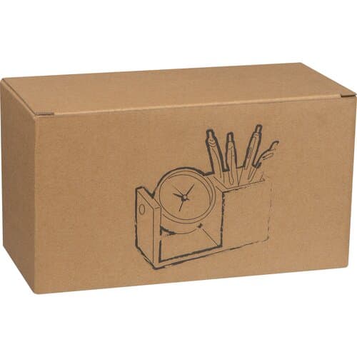 Stifteköcher aus Bambus mit analoger Uhr VERNON