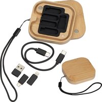 Kabel und Adapterset in einer Bambusbox