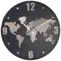 Wanduhr aus Aluminium mit Weltkarte