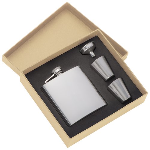 Flachmann Set mit 2 Pinnchen und Trichter aus Edelstahl