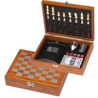 Spieleset mit Flachmann Schach und Kartenspiel
