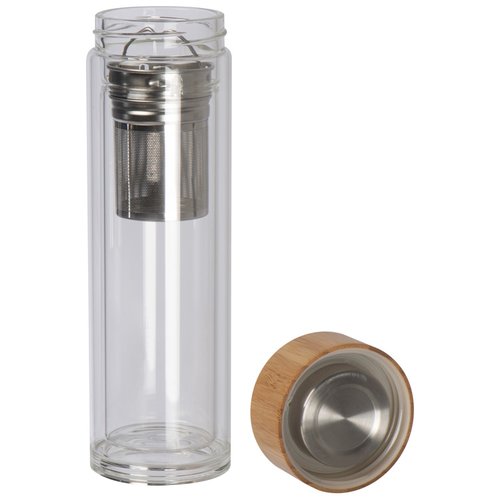 Vakuum Borosilikat Glasflasche mit Teesieb, 420ml
