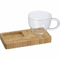 Servierbrett mit Bambuslöffel und Glastasse 150ml