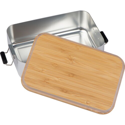 Brotzeitbox aus Aluminium mit Bambusdeckel
