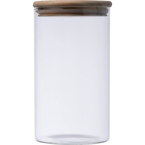 Dose aus Borosilikatglas mit Kiefernholzdeckel 1000ml